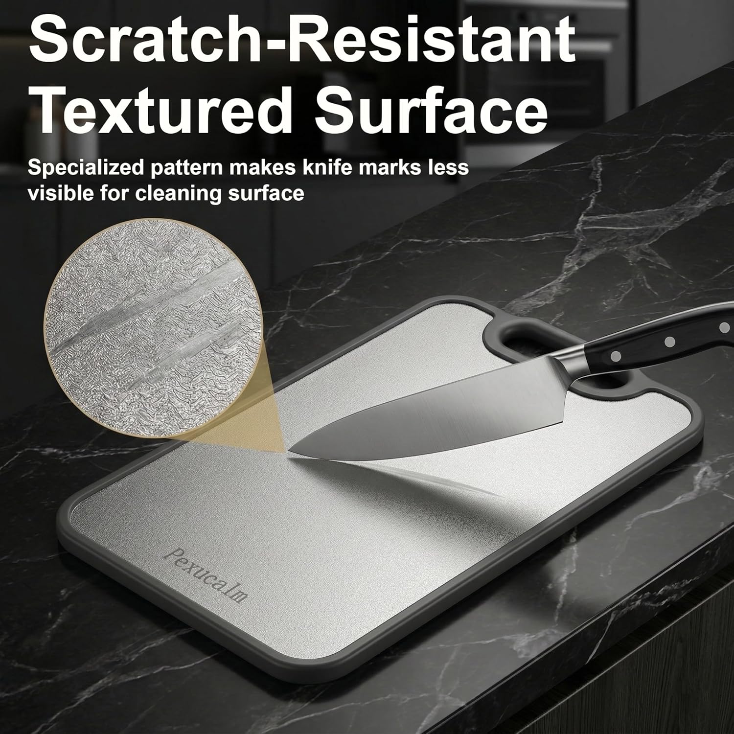 Titanium Cutting Board for Kitchen, 15.4"x10.4" Dual-Sided Chopping Board, Scratch-Resistant, with Juice Groove & Garlic Grinding, Non-Slip Edges, Straw Wheat PP & Titanium